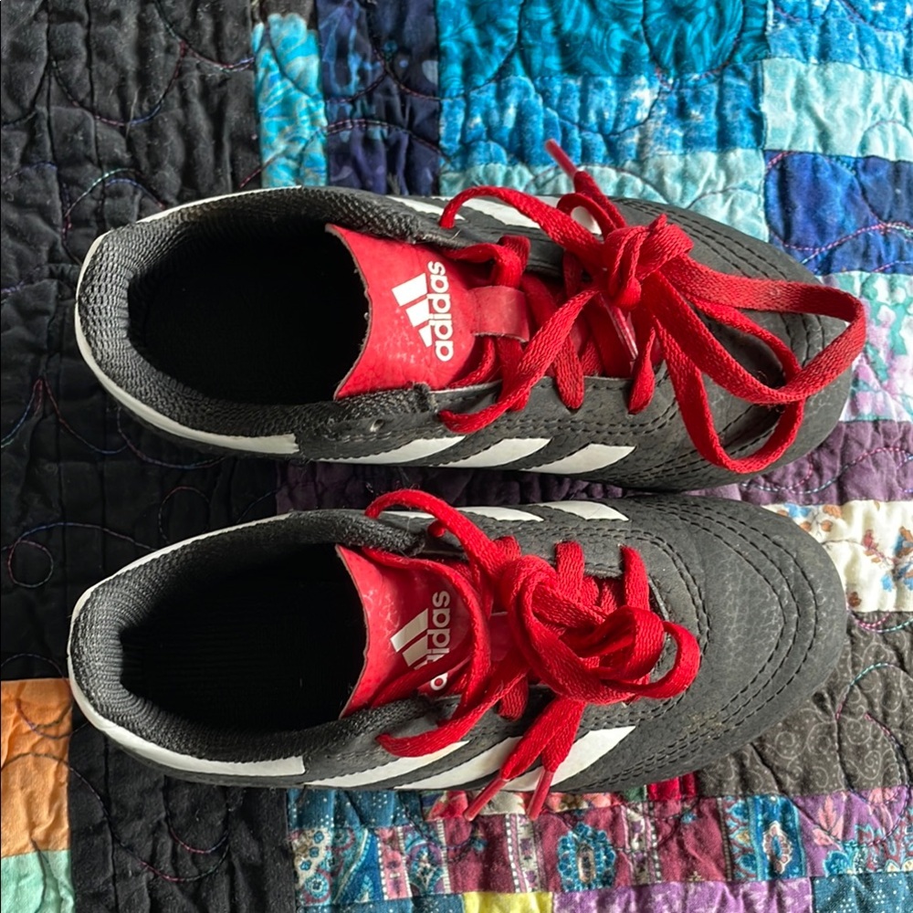 Adidas Kids Black and Red Soccer Cleats